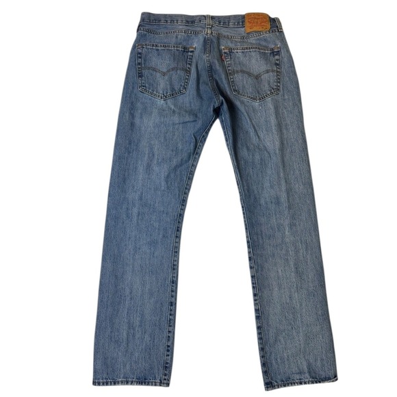 Levi's 501 Mens Jeans Button Fly Blue Work Straight Leg W36 L34 Actual W35 x L32 - Picture 2 of 9